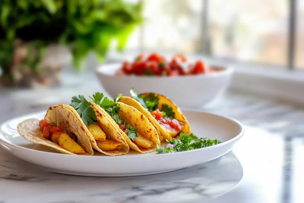 Crispy potato tacos on a plate