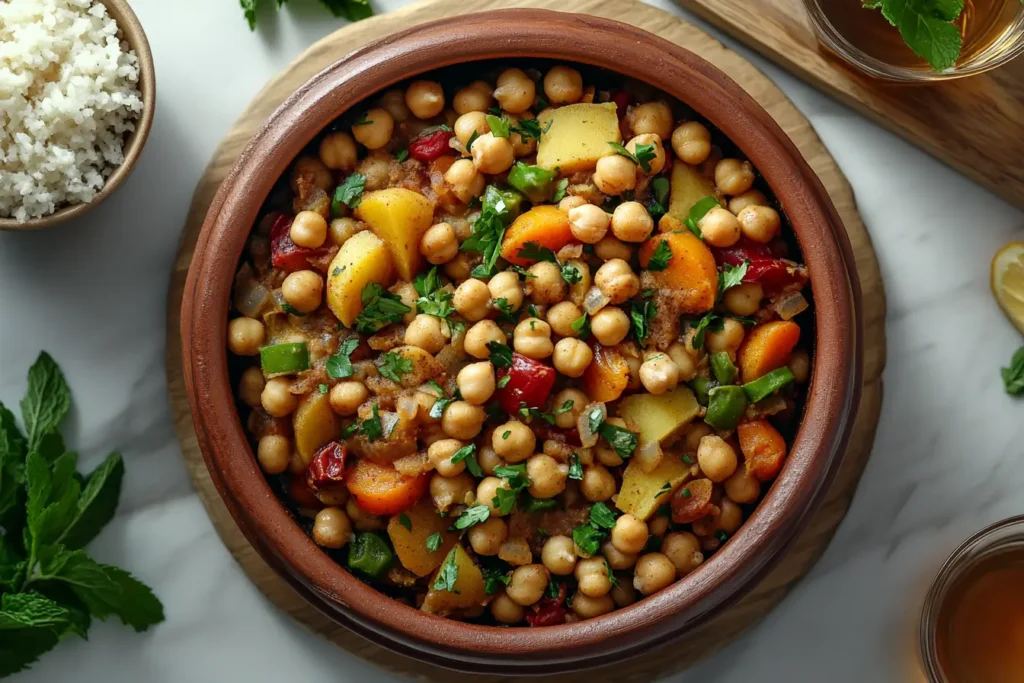 Moroccan chickpea tagine with dried apricots and carrots