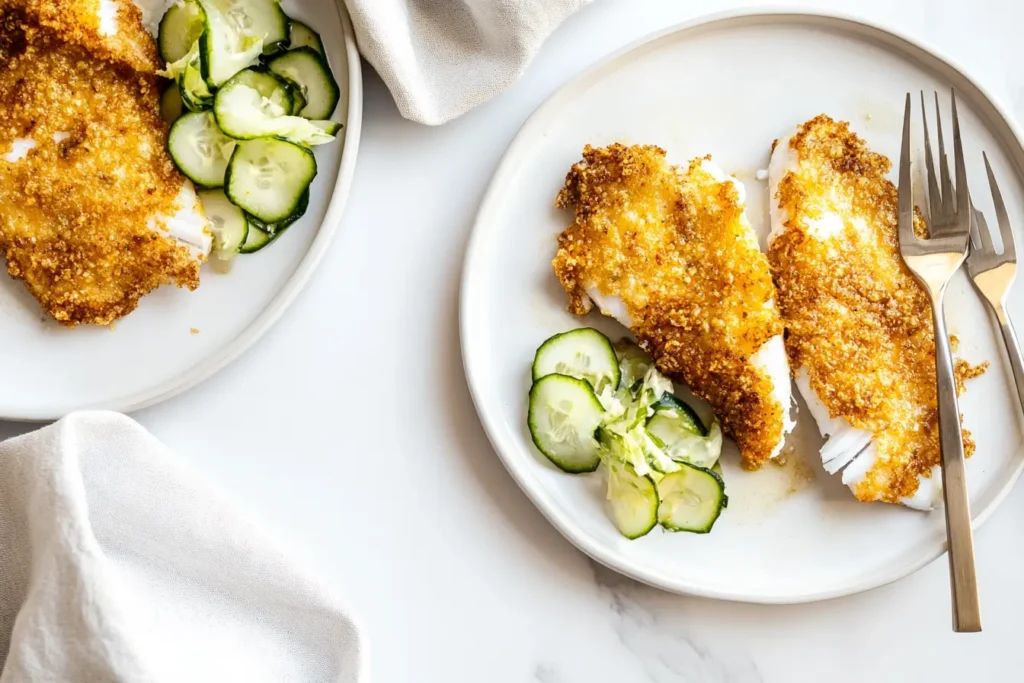 Pan-seared rockfish with cucumber