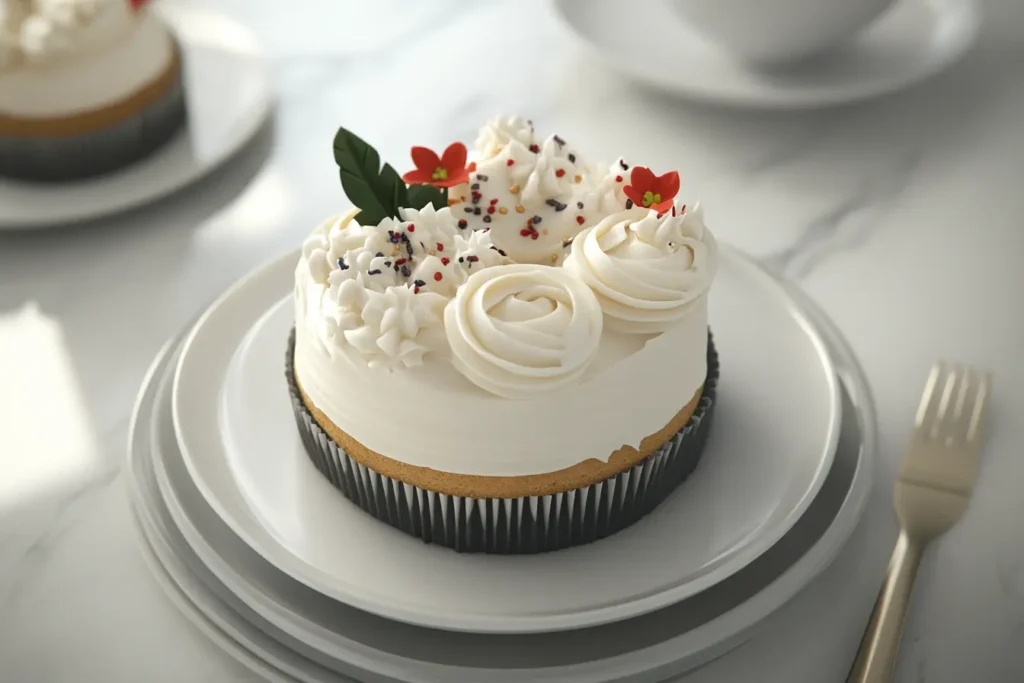 Elegant cupcake cake with edible flowers