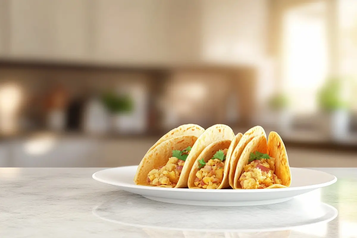 Delicious homemade potato tacos on a plate.