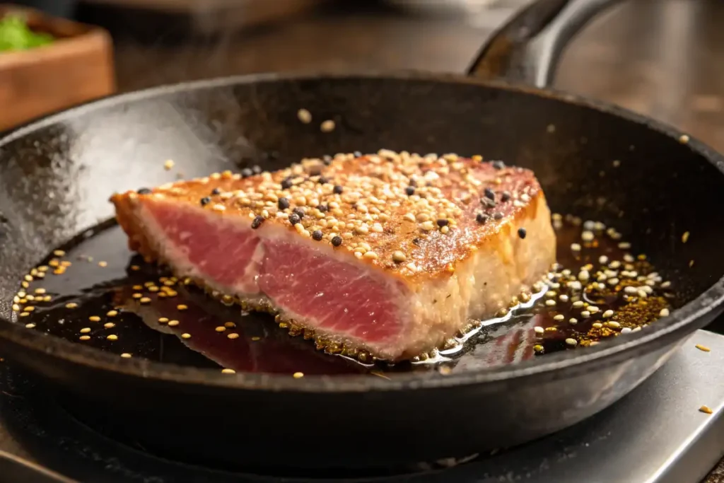 Cooking ahi tuna recipe - seared skillet