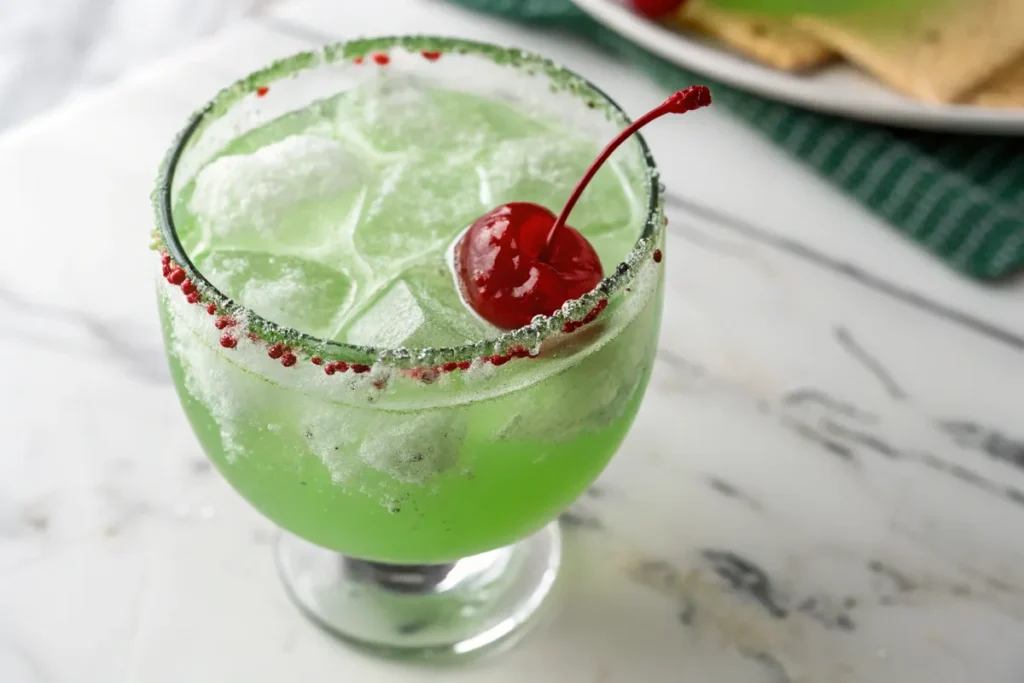 Single glass of Grinch Punch