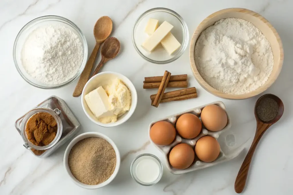 Ingredients for sourdough cinnamon rolls