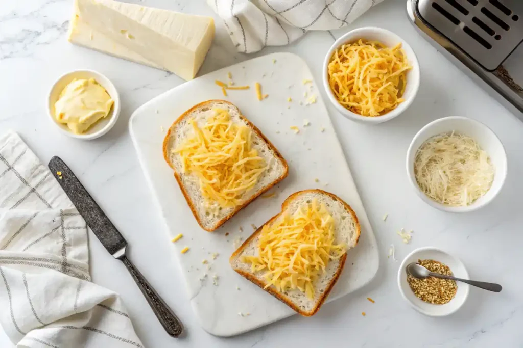 Ingredients for Starbucks grilled cheese recipe laid out on a marble countertop