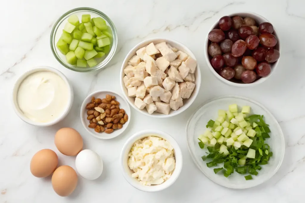 Ingredients for Southern-style chicken salad