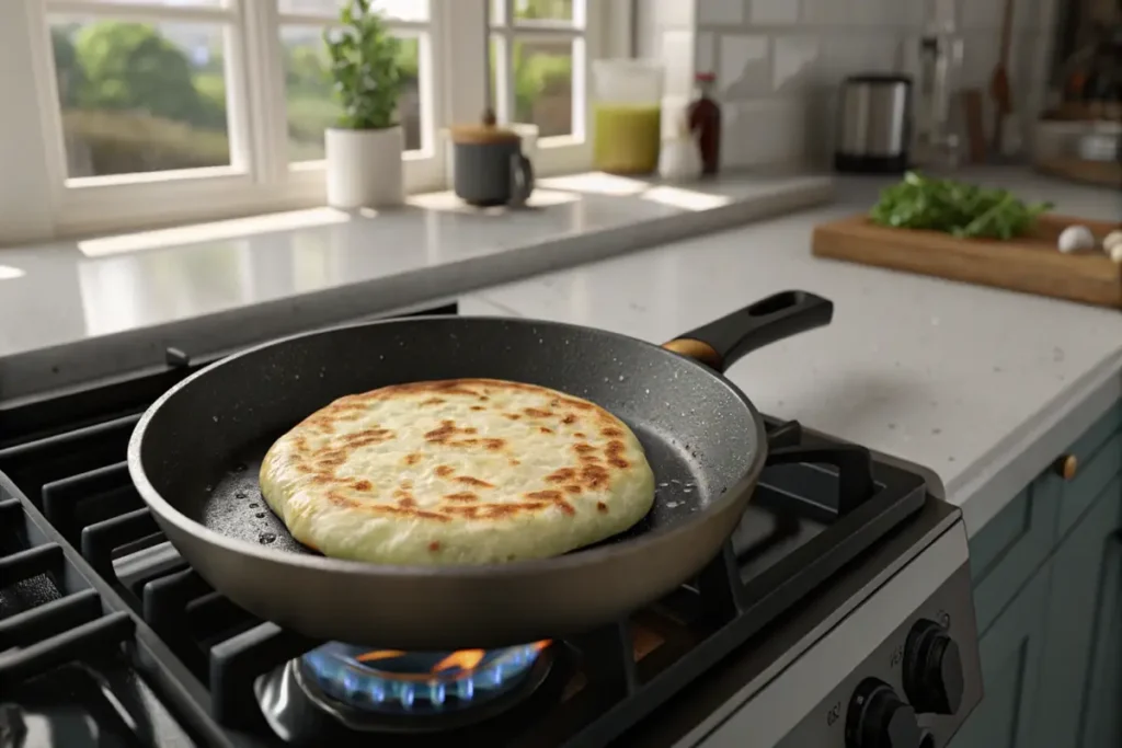 Rolling out cottage cheese flatbread dough