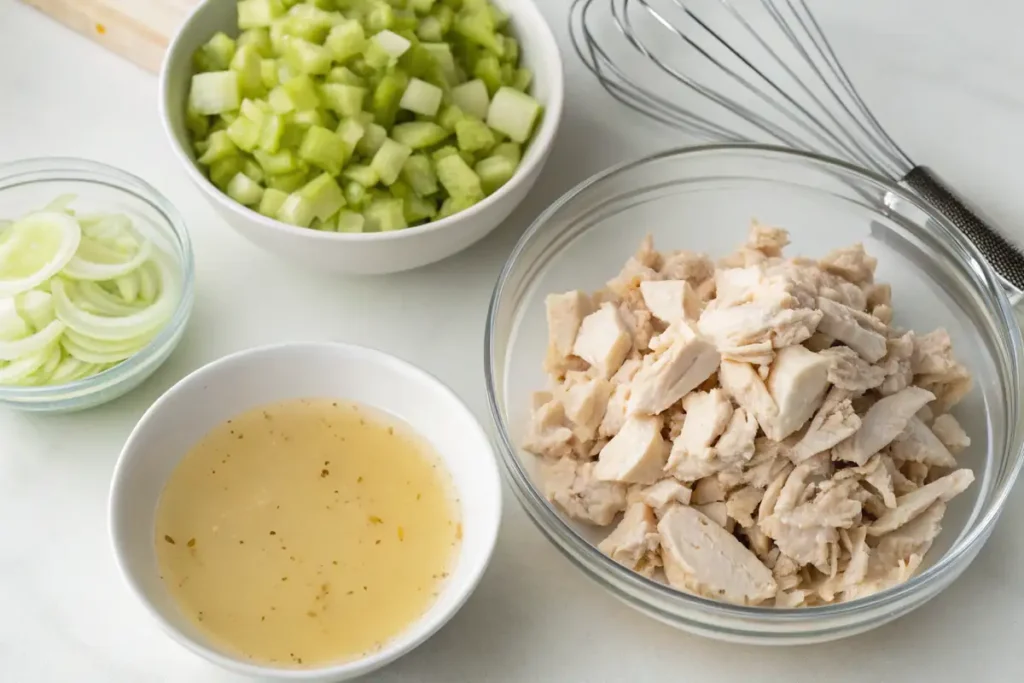 Preparing Chicken Salad Chick Ingredients