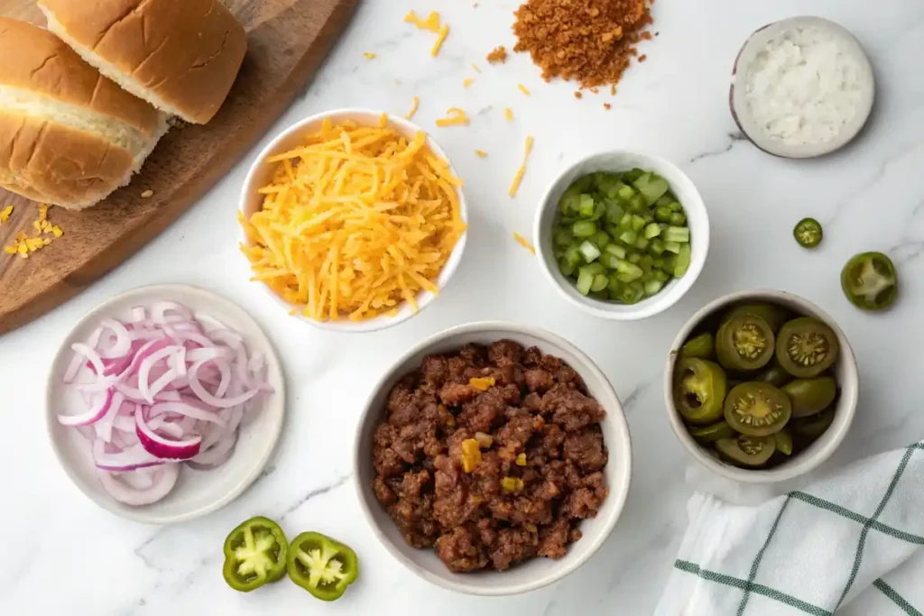 Sloppy joe toppings and options