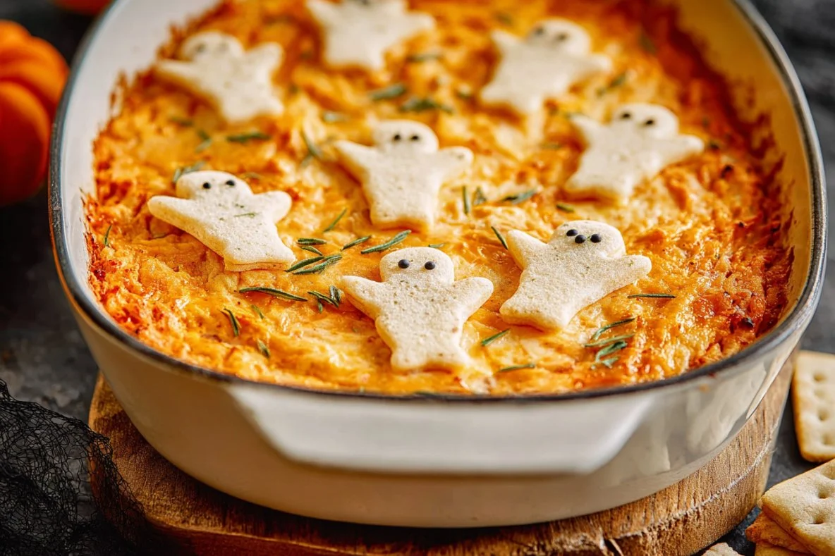 Halloween Buffalo Chicken Dip recipe - Boo-ffalo Dip
