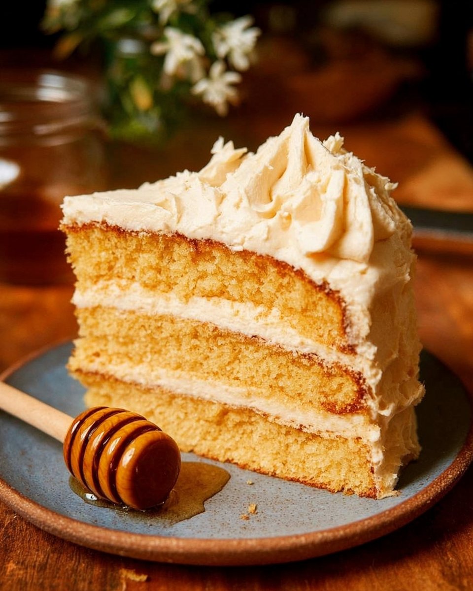 Cornbread Cake with Honey Buttercream Frosting