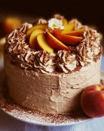 Peach Cake with Brown Sugar Frosting
