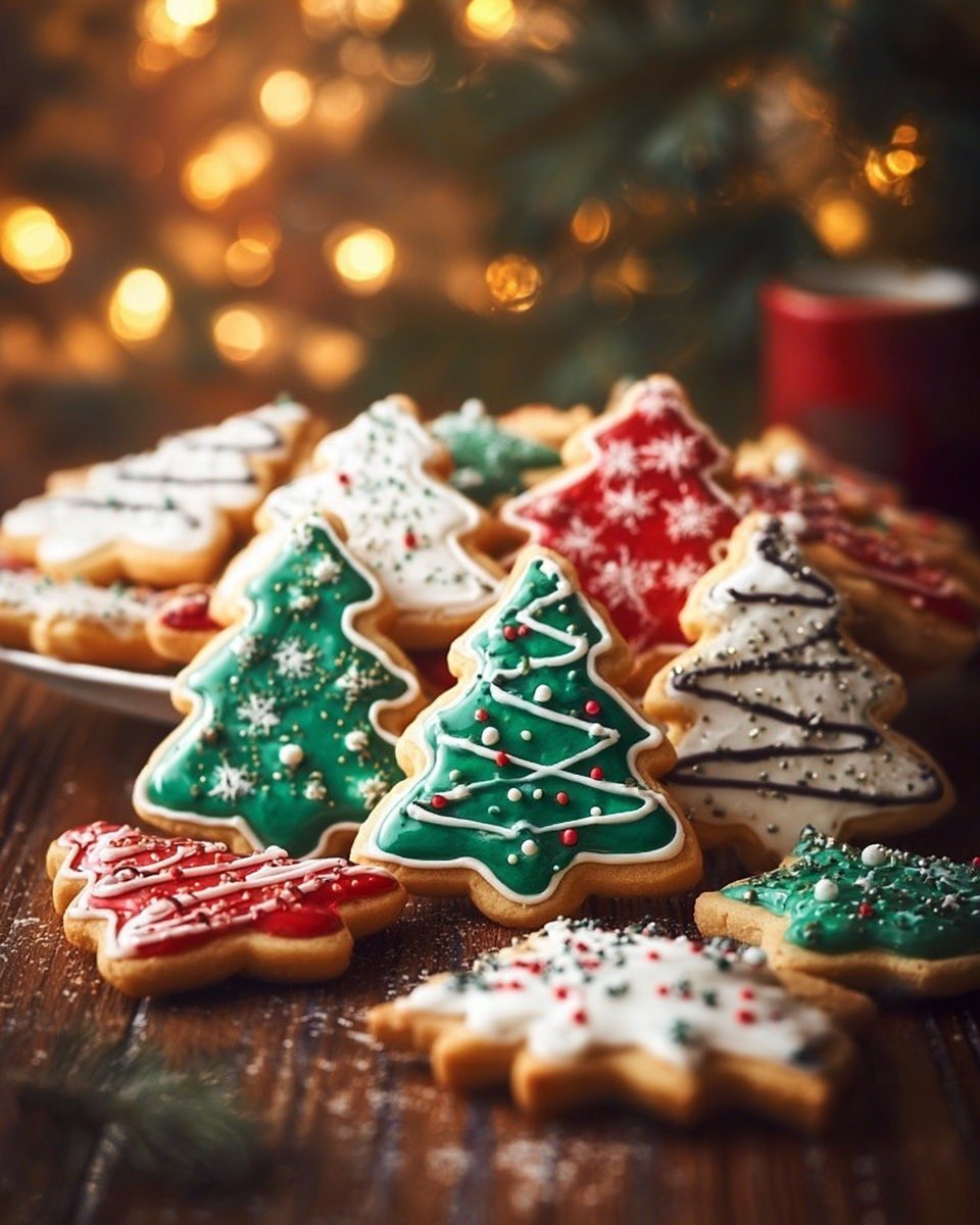 Christmas Sugar Cookies Decorated Classic Iced Christmas Trees