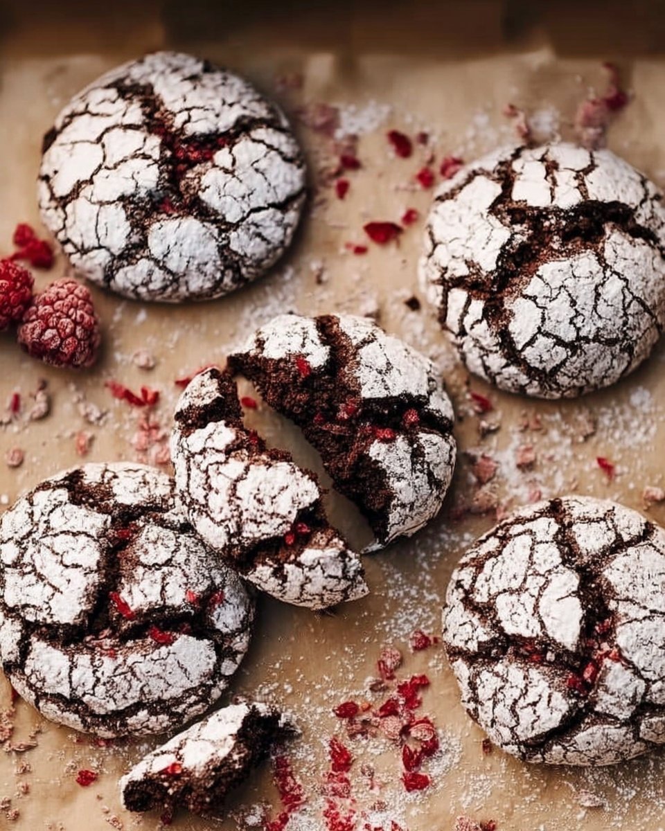 Chocolate Raspberry Crinkle Cookies
