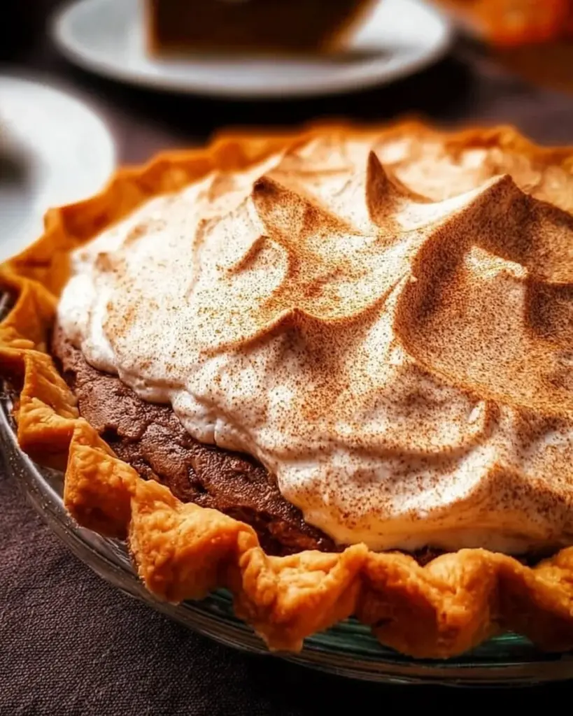 Slice of homemade apple butter pie topped with whipped cream.