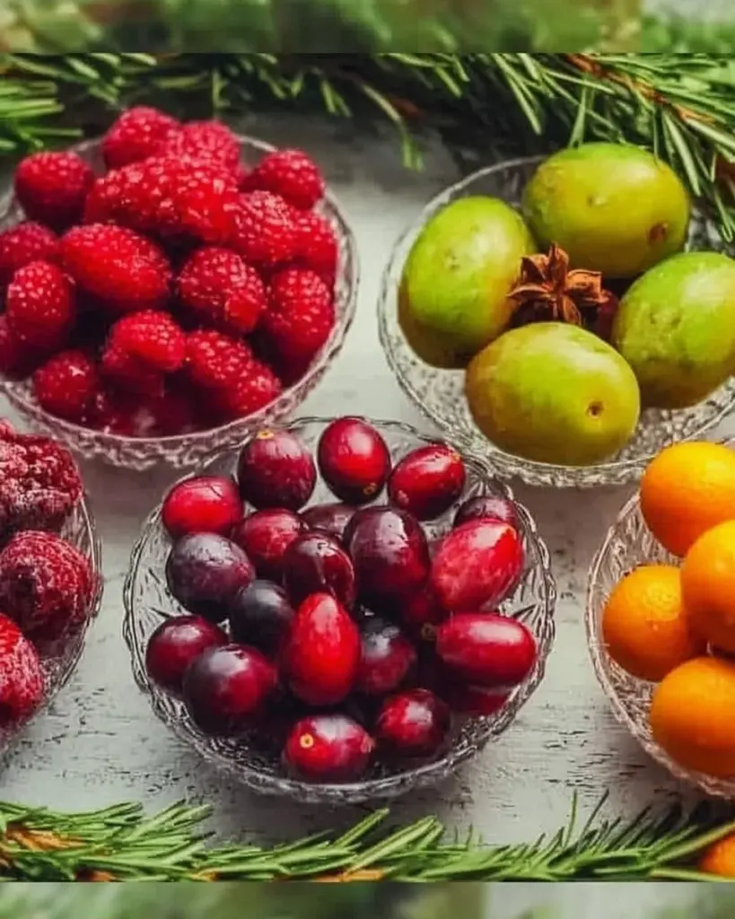 Beautiful Christmas Fruit Wreath adorned with seasonal fruits and greenery.