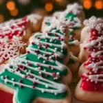 Decorated Christmas sugar cookies with festive designs