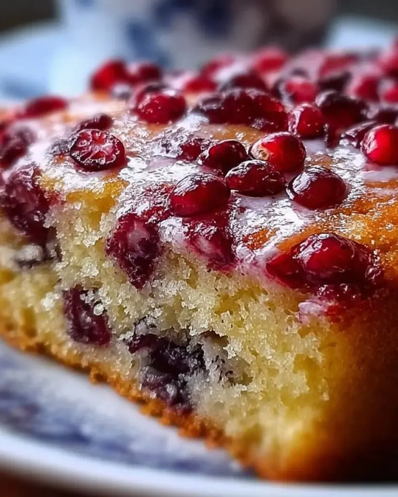 Cranberry Orange Breakfast Cake with vibrant cranberries and zesty orange glaze