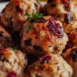 Cranberry Turkey Stuffing Balls served on a festive platter