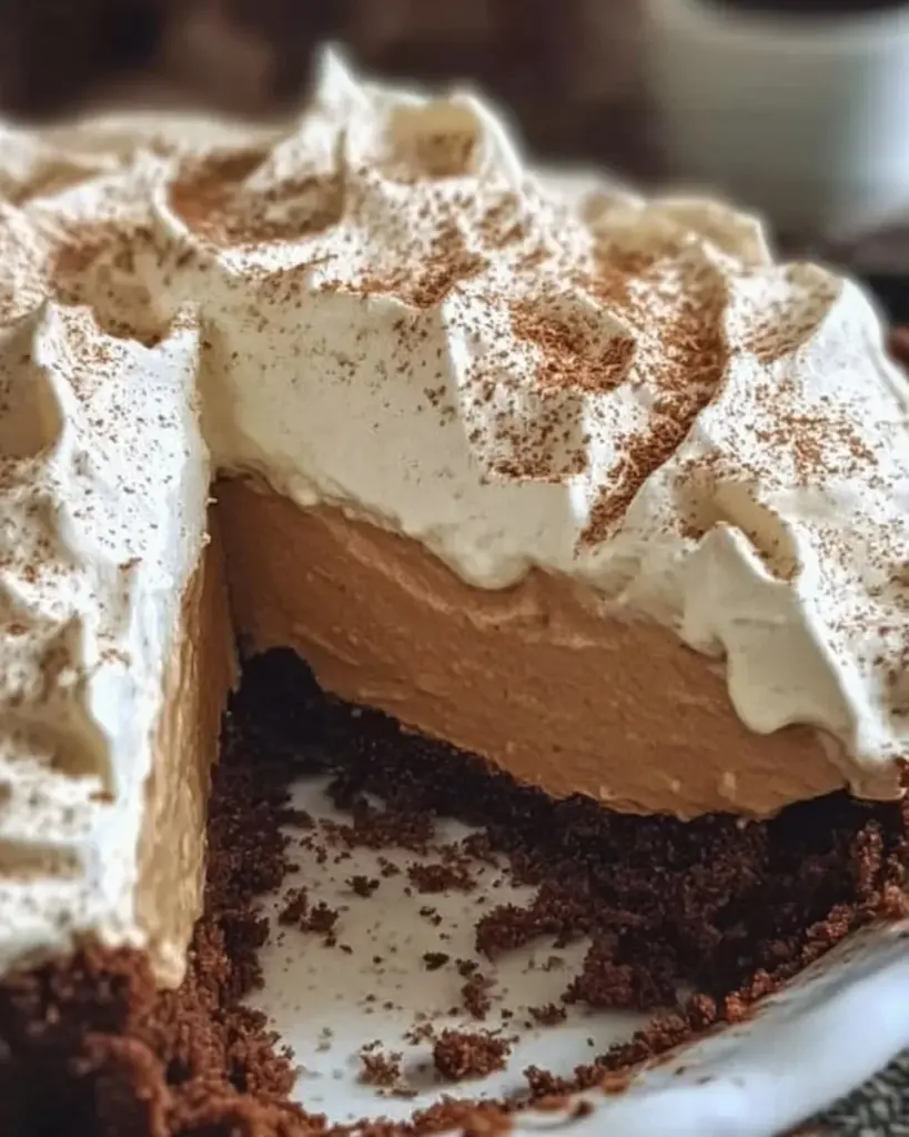 Delicious Gingerbread Cream Pie topped with whipped cream and spices