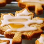 Delicious glazed maple shortbread cookies on a plate