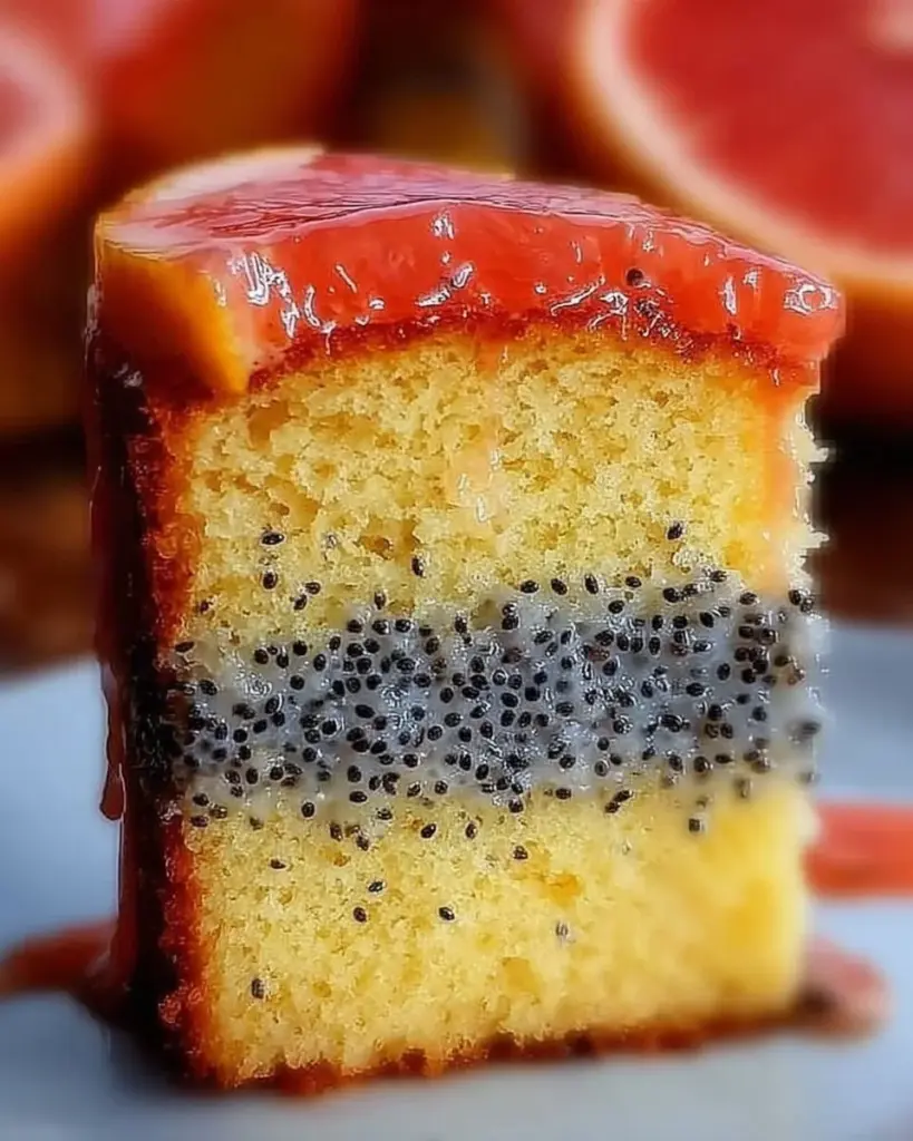 Delicious grapefruit poppy seed cake with a citrus glaze