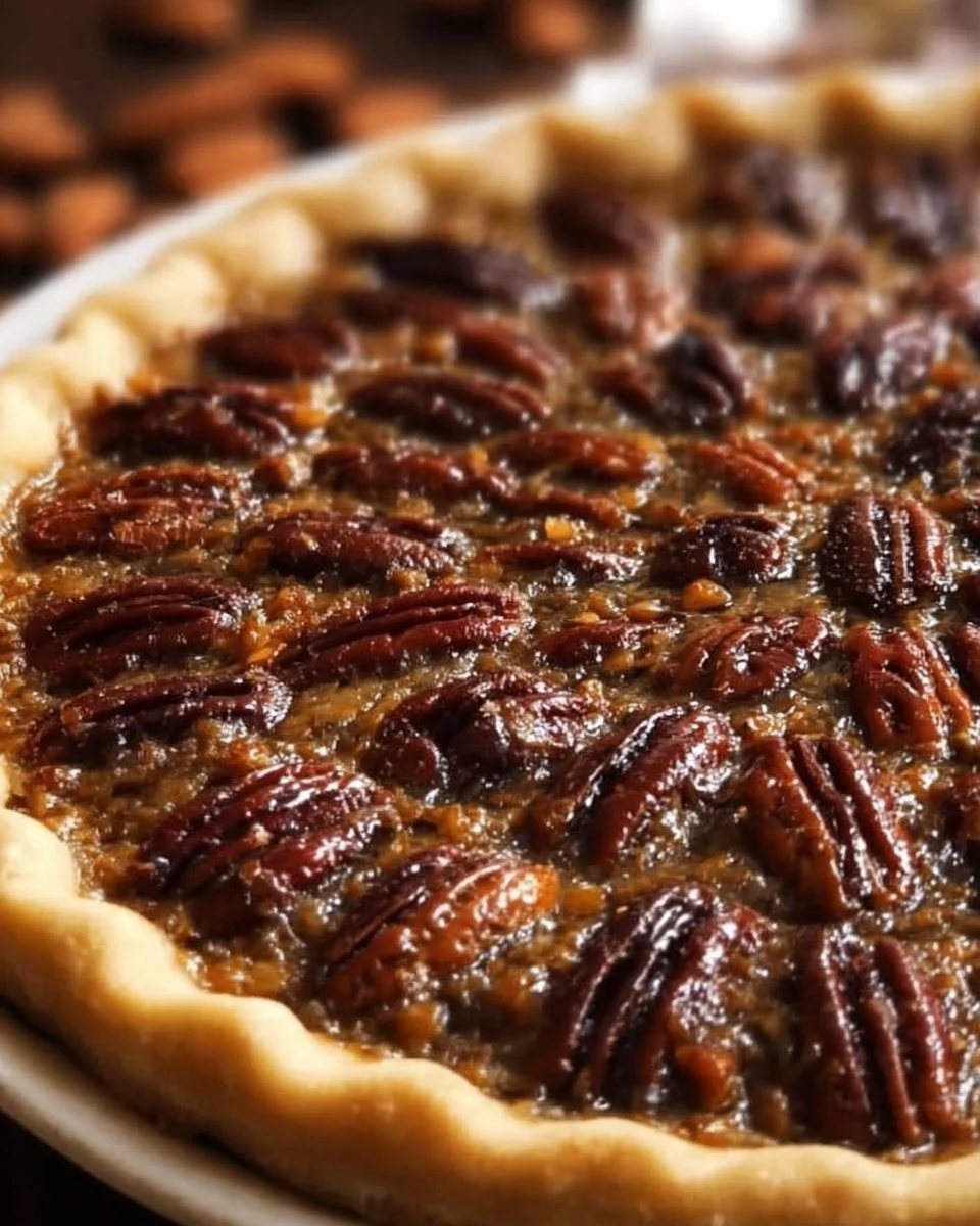 Deliciously baked pecan pie with rich filling and flaky crust