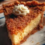 Delicious homemade Kentucky sawdust pie slice on a plate