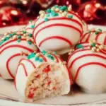 Plate of Little Debbie Christmas Tree Cake Balls decorated for the holidays