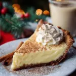 Cinnamon-Vanilla Custard Pie decorated for Christmas Eve dessert