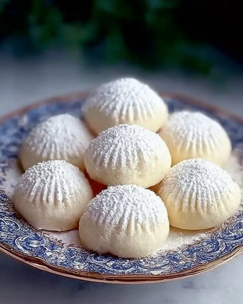 Delicious snowball cookies made with sweetened condensed milk, dusted with powdered sugar.