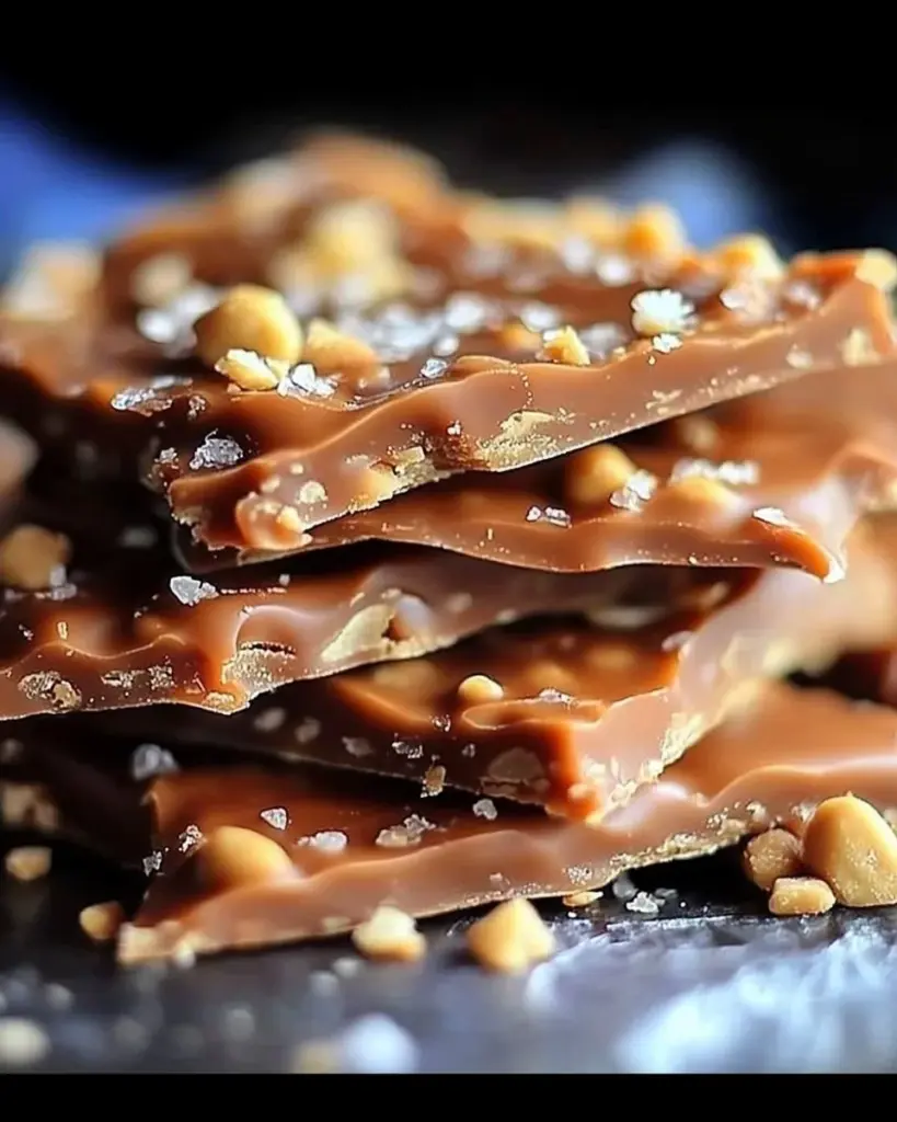 Delicious plate of Better Than Anything Toffee dessert topped with chocolate and nuts.