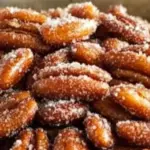 Bowl of homemade candied nuts topped with sugar and spices