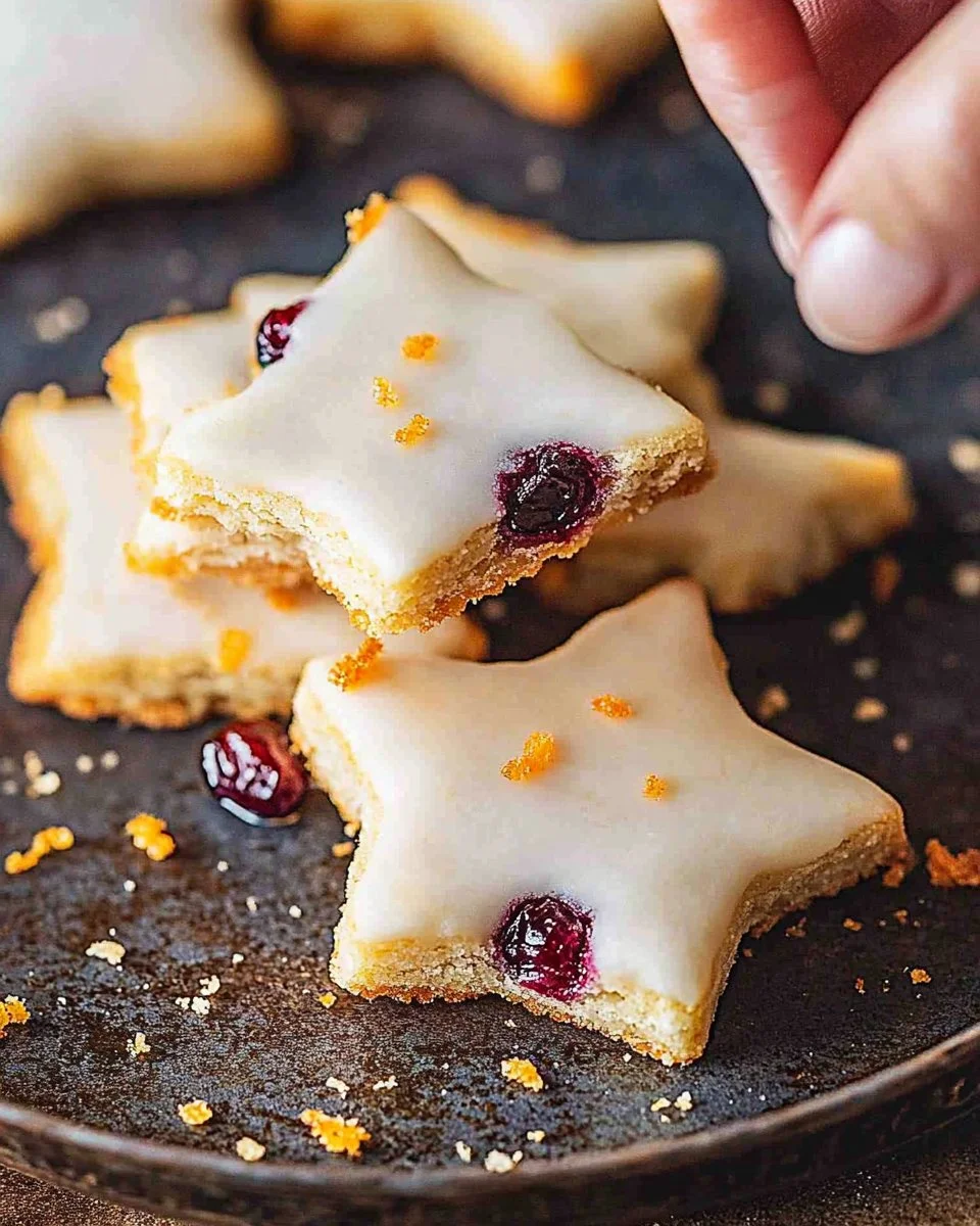 Cranberry orange shortbread cookies on a festive plate