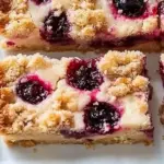 Creamy cranberry orange crumb bars with a crumbly topping and fresh cranberries