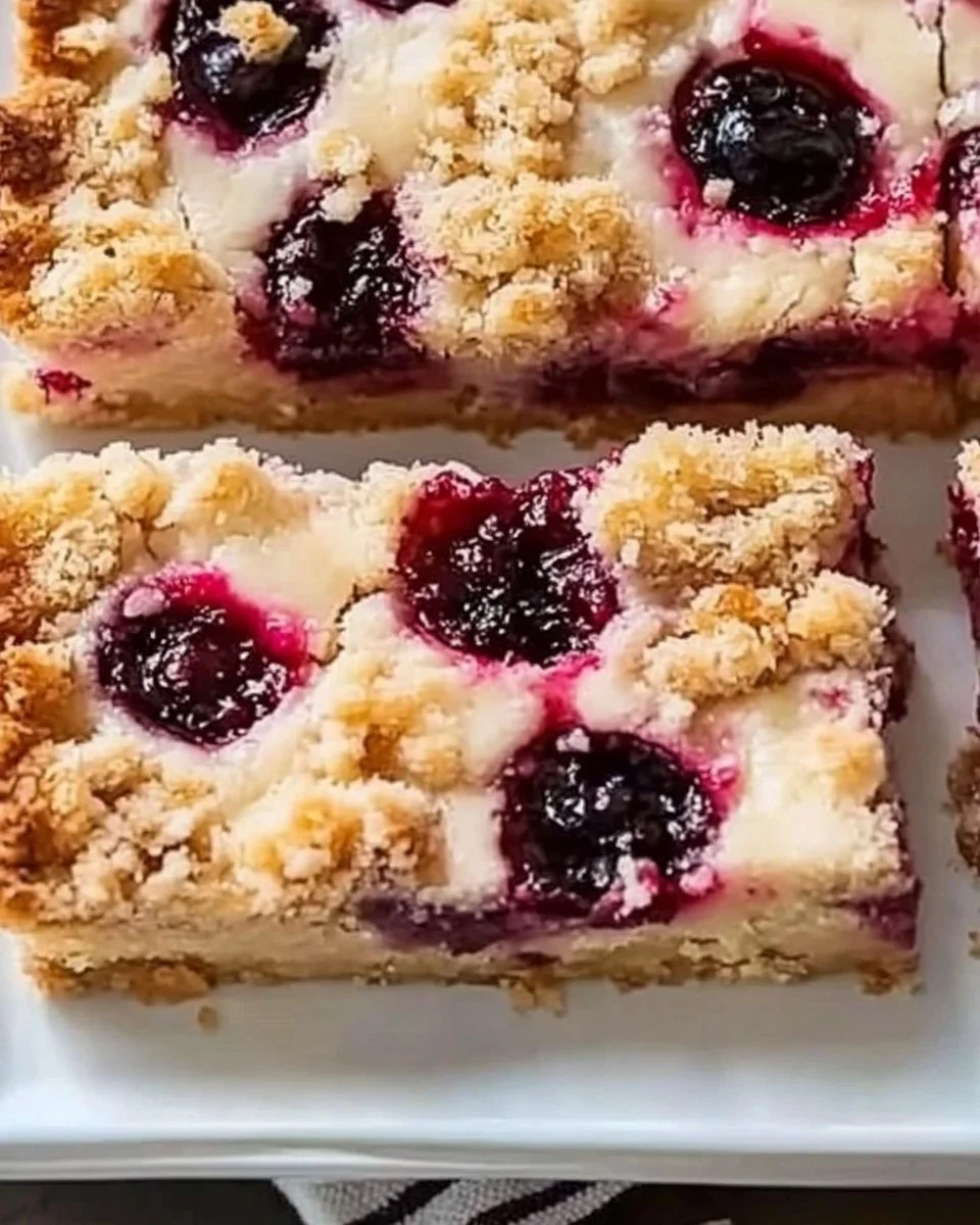 Creamy cranberry orange crumb bars with a crumbly topping and fresh cranberries