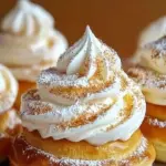 Dreamy eggnog cream puffs decorated for the holiday season
