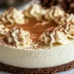 Delicious homemade eggnog cheesecake with festive toppings and spices