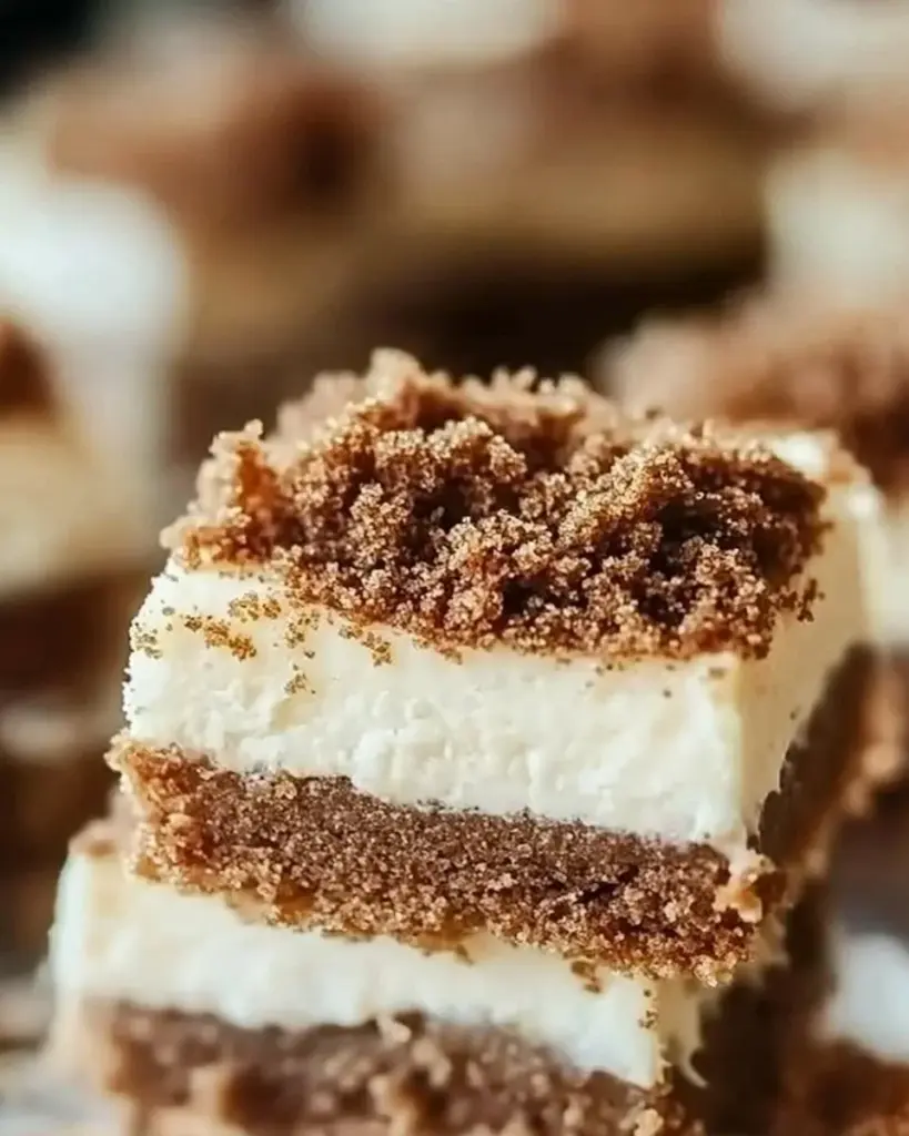 Gingerbread Cheesecake Bars topped with whipped cream and spices
