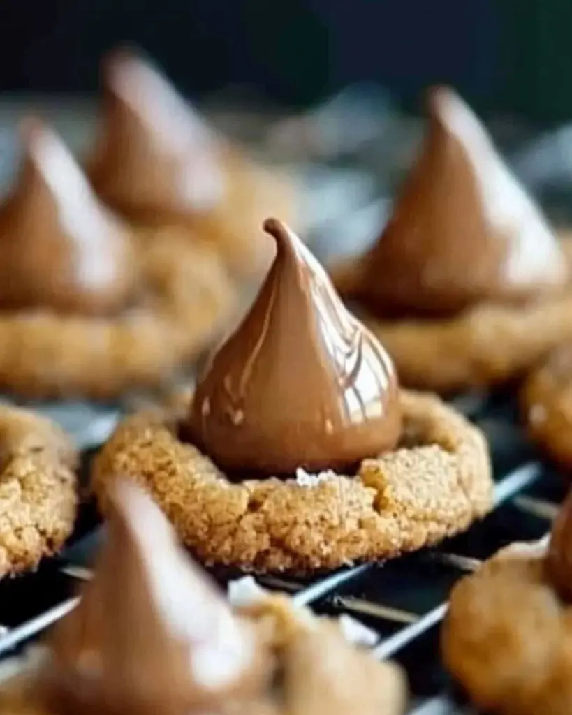Hershey Kiss Cookies with a chocolate kiss on top, freshly baked and ready to enjoy