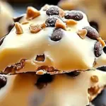 Peanut Butter Yogurt Bark topped with nuts and fruits on a marble surface