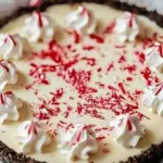 Delicious Peppermint Mocha Pie with chocolate and mint toppings
