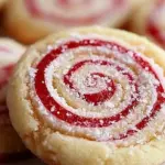 Delicious peppermint swirl cookies decorated with festive red and white swirls