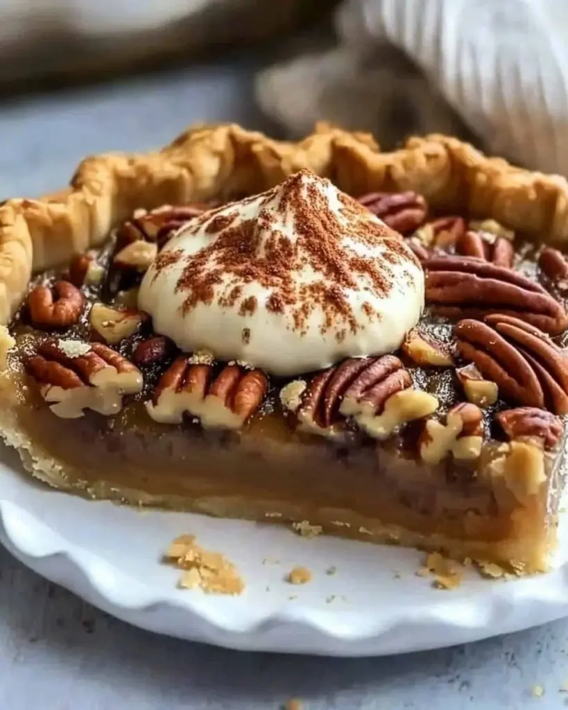 Delicious Southern pecan pie with a rich, nutty filling and flaky crust.