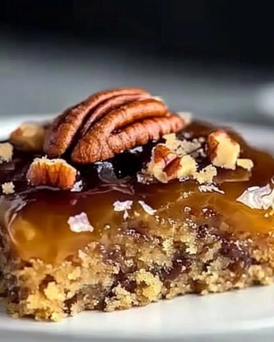 Vegan pecan upside-down cake with caramelized pecans on top
