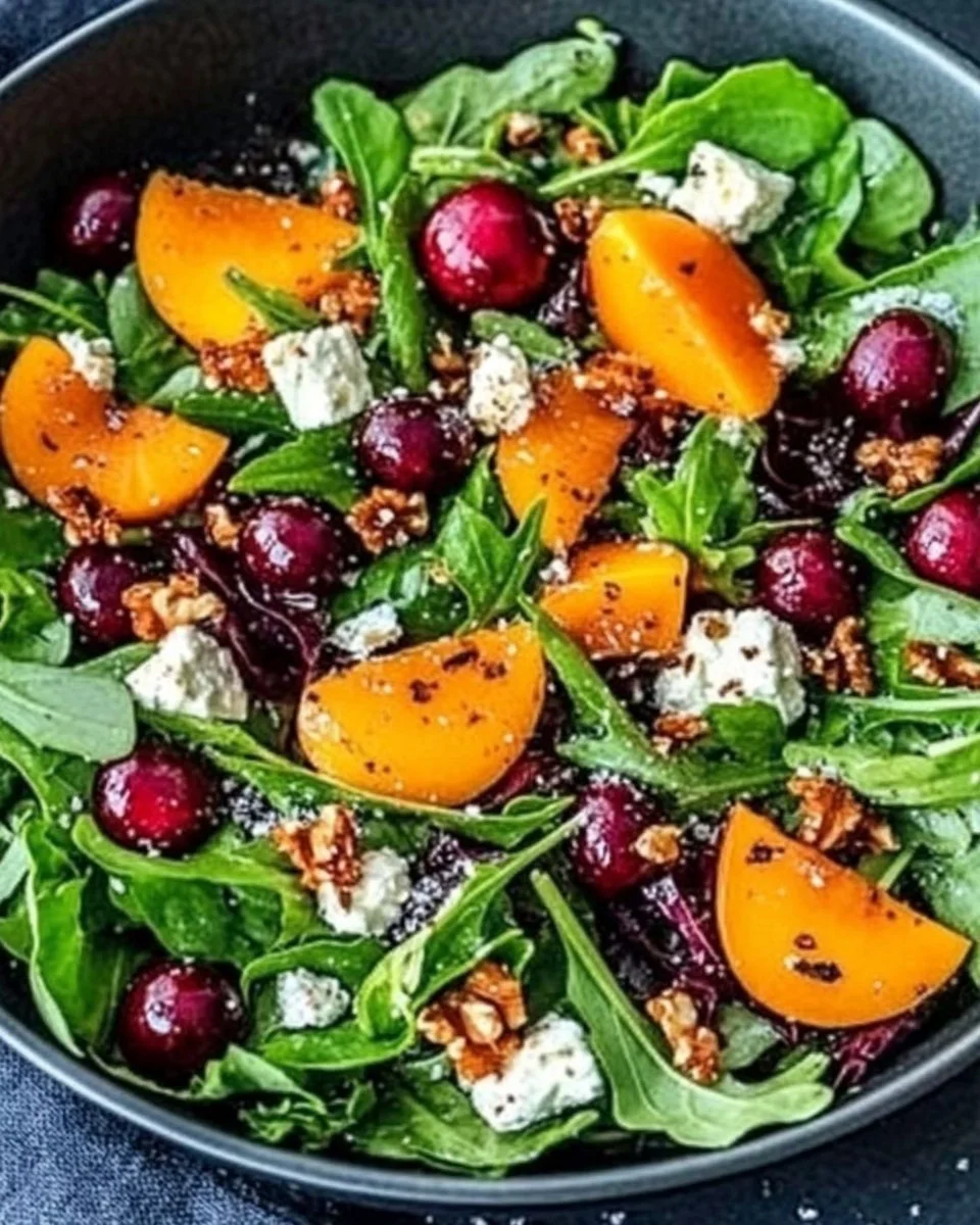 A vibrant winter salad featuring seasonal vegetables and fruits