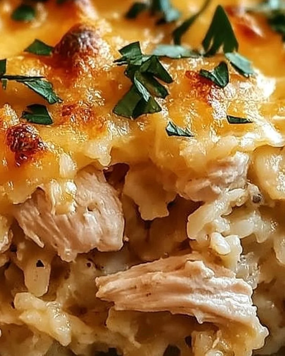 Delicious Chicken Cauliflower Rice Casserole dish served warm