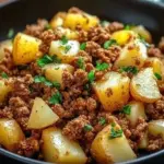 Delicious ground turkey with roasted potatoes dish