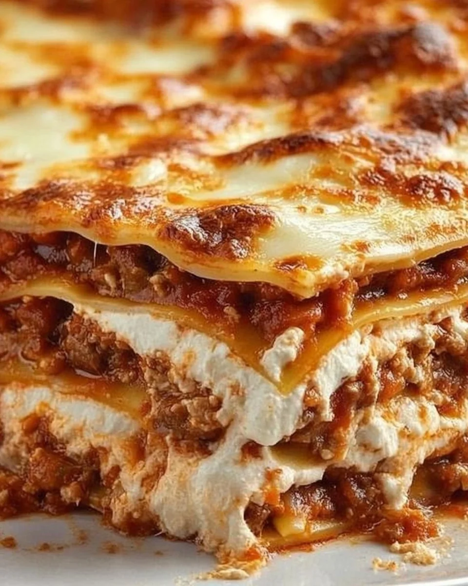 High protein lasagna made with lean ingredients for a healthy meal