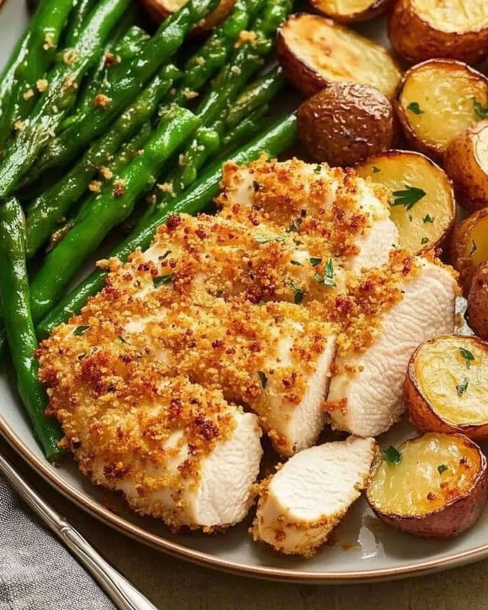 Parmesan Crusted Chicken Sheet Pan Dinner
